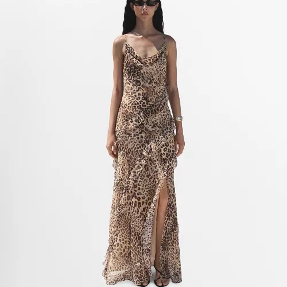 Mango Ruffled Leopard Print Dress - Picture 6 of 6